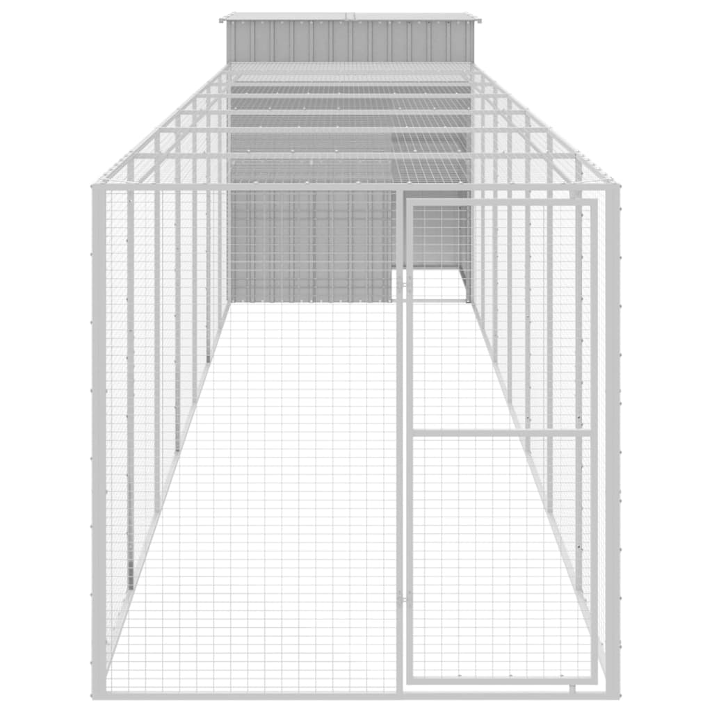 Vidaxl Chicken coop with run 165x863x181 cm galvanized steel gray