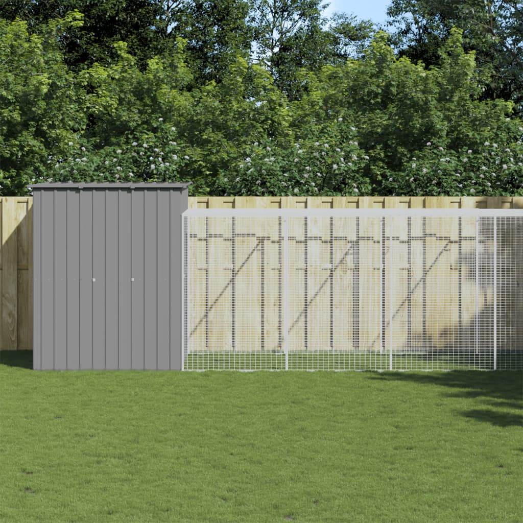 Vidaxl Chicken coop with run 165x863x181 cm galvanized steel gray