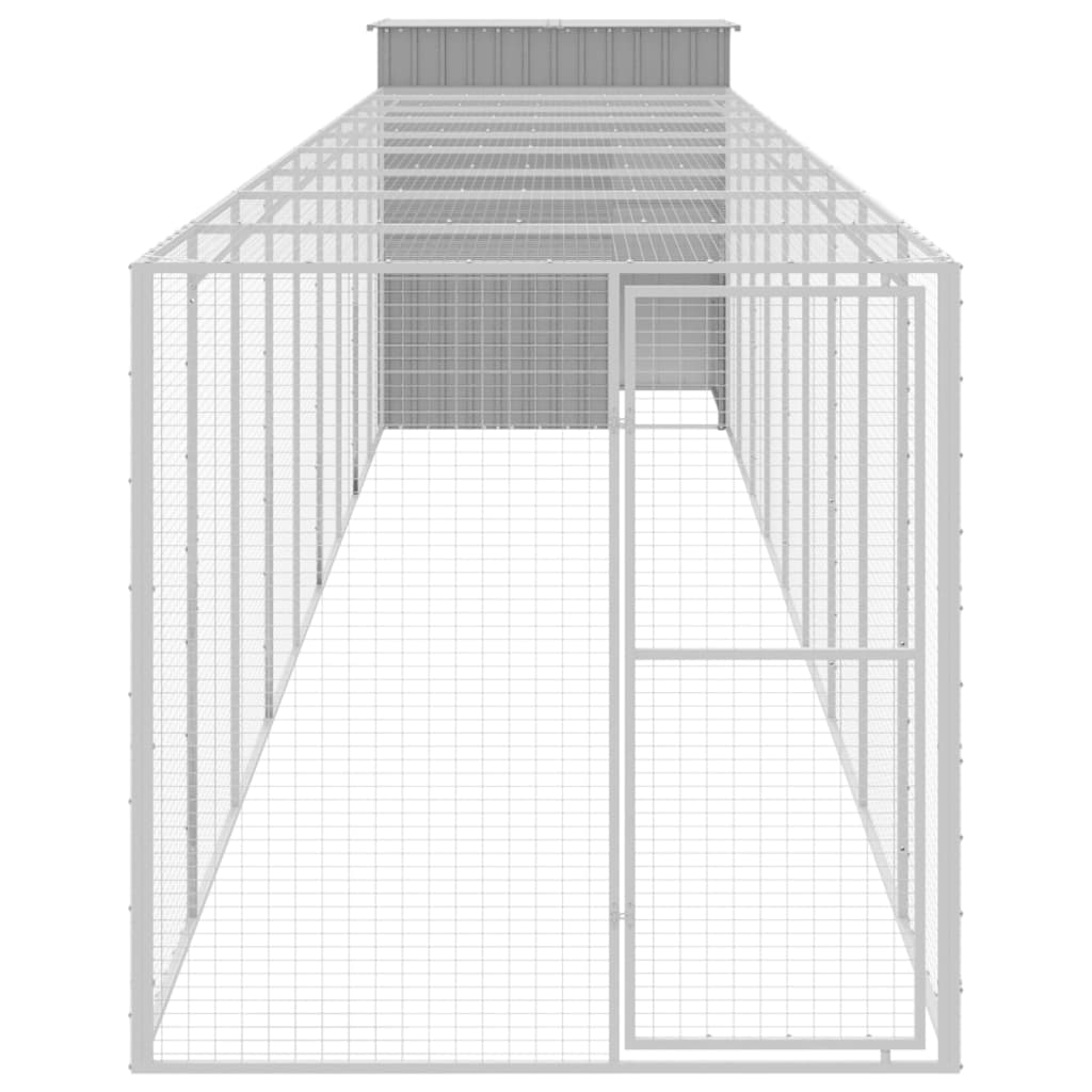 Vidaxl Chicken coop with run 165x1067x181 cm steel light gray