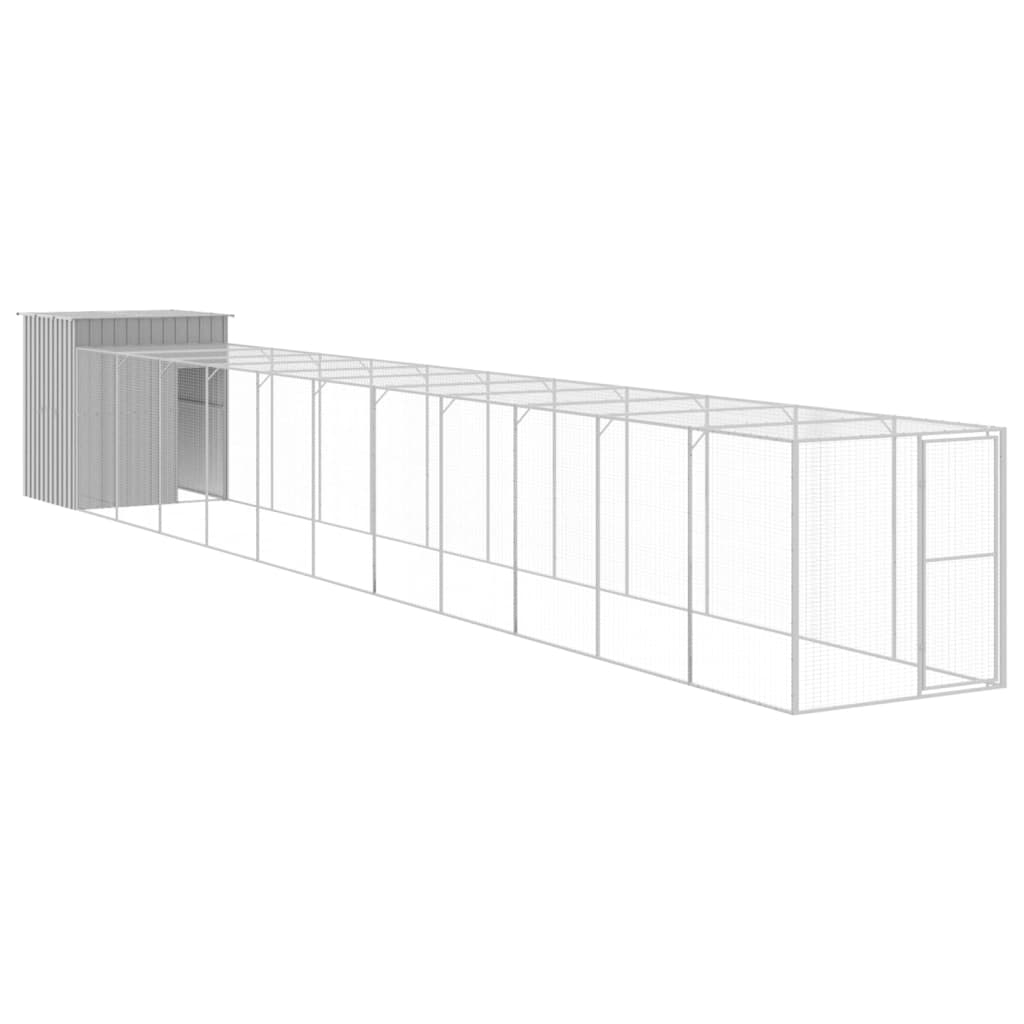VidaXL chicken coop with run 165x1271x181 cm steel light gray