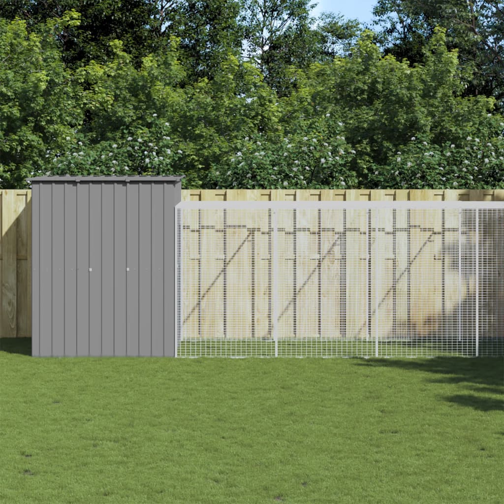 VidaXL chicken coop with run 165x1271x181 cm steel light gray