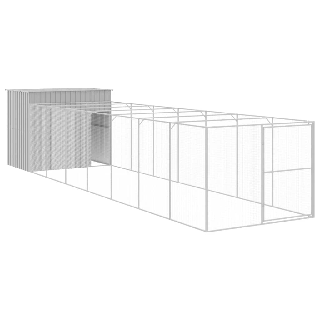 Vidaxl Dog Loft avec run 214x865x181 cm en acier gris clair