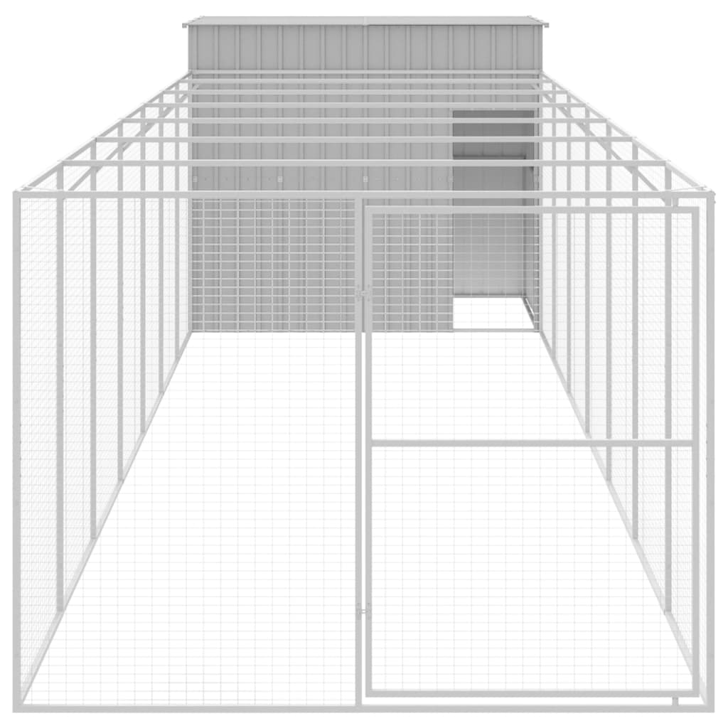 Vidaxl Dog Loft avec run 214x865x181 cm en acier gris clair