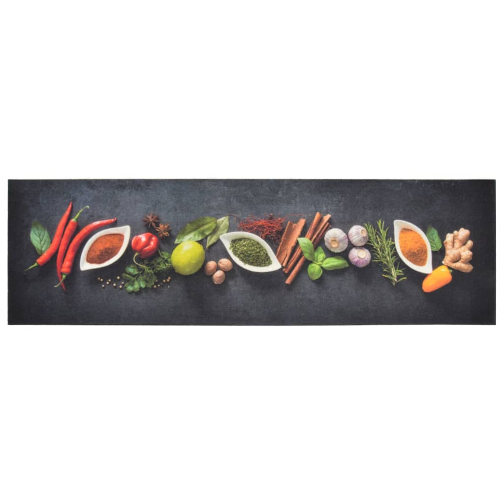 Vidaxl Kitchen mat washable herb print 45x150 cm velvet
