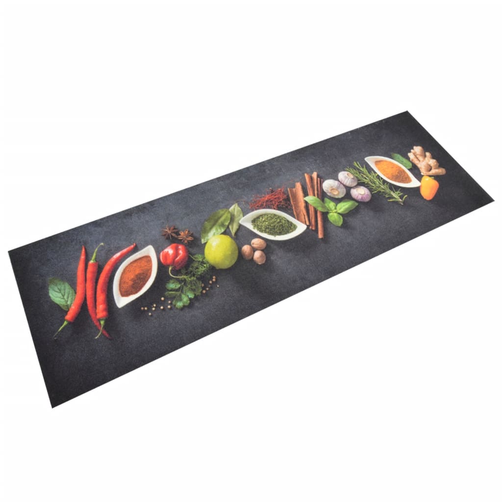 Vidaxl Kitchen Mat Washable Herb Print 60x180 cm Velvet