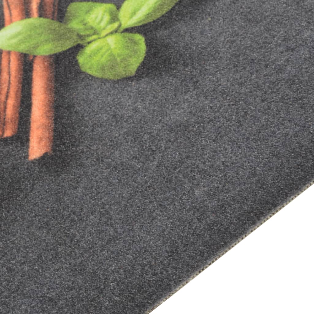 Vidaxl Kitchen Mat Washable Herb Print 60x180 cm Velvet