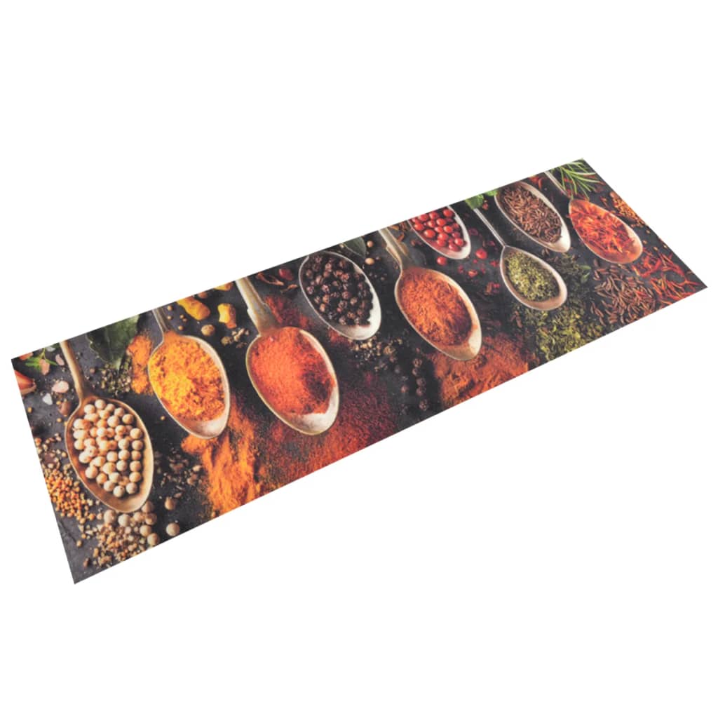 Vidaxl Kitchen Mat omyvatelná lžička a bylinkový tisk 60x180 cm samet