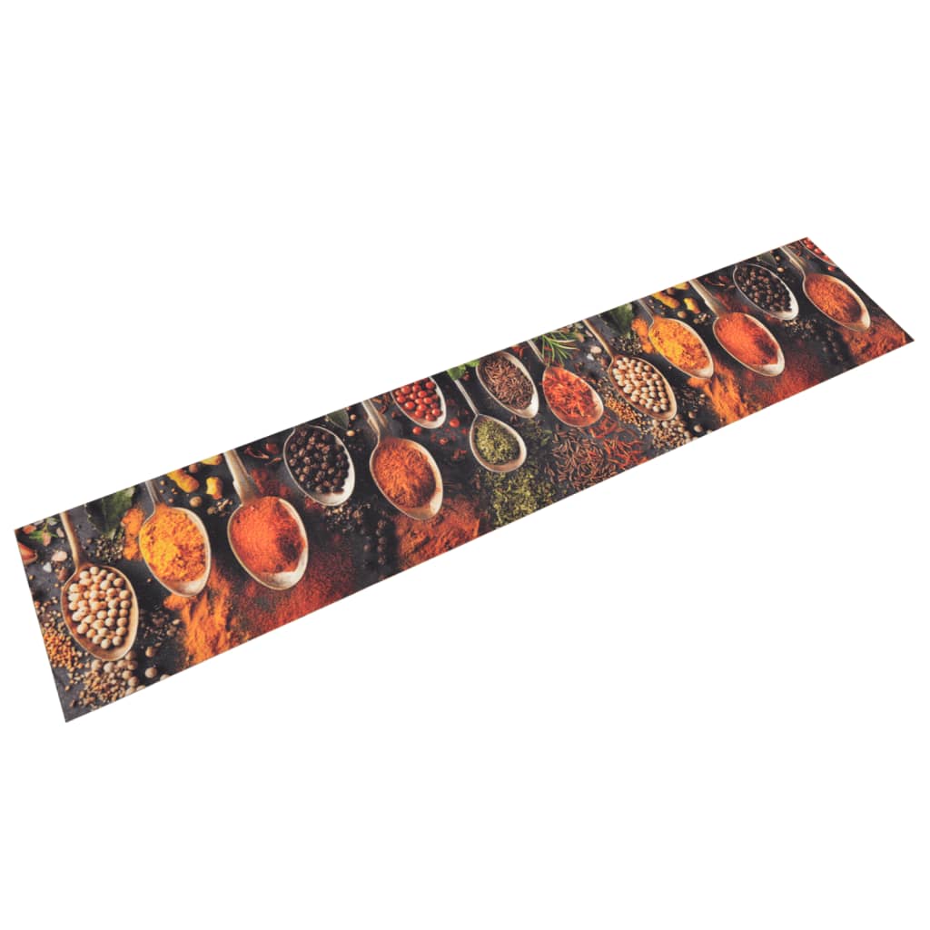 Vidaxl Kitchen Mat omyvatelná lžička a bylinkový tisk 60x300 cm samet