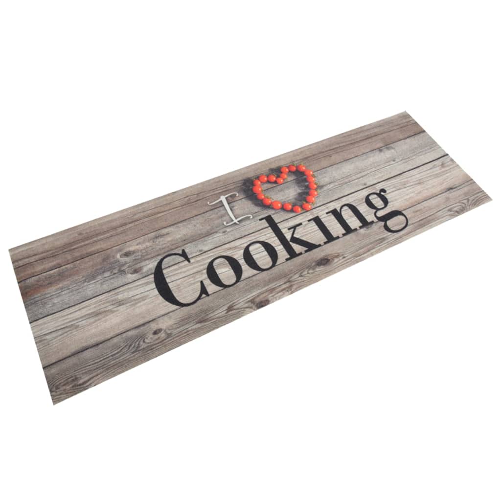 Vidaxl Cuisine Mat Wasable Cooking Imprimée 60x180 cm Gray en velours