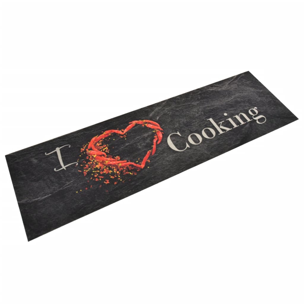 Vidaxl Kitchen mat washable Cooking-print 45x150 cm velvet black