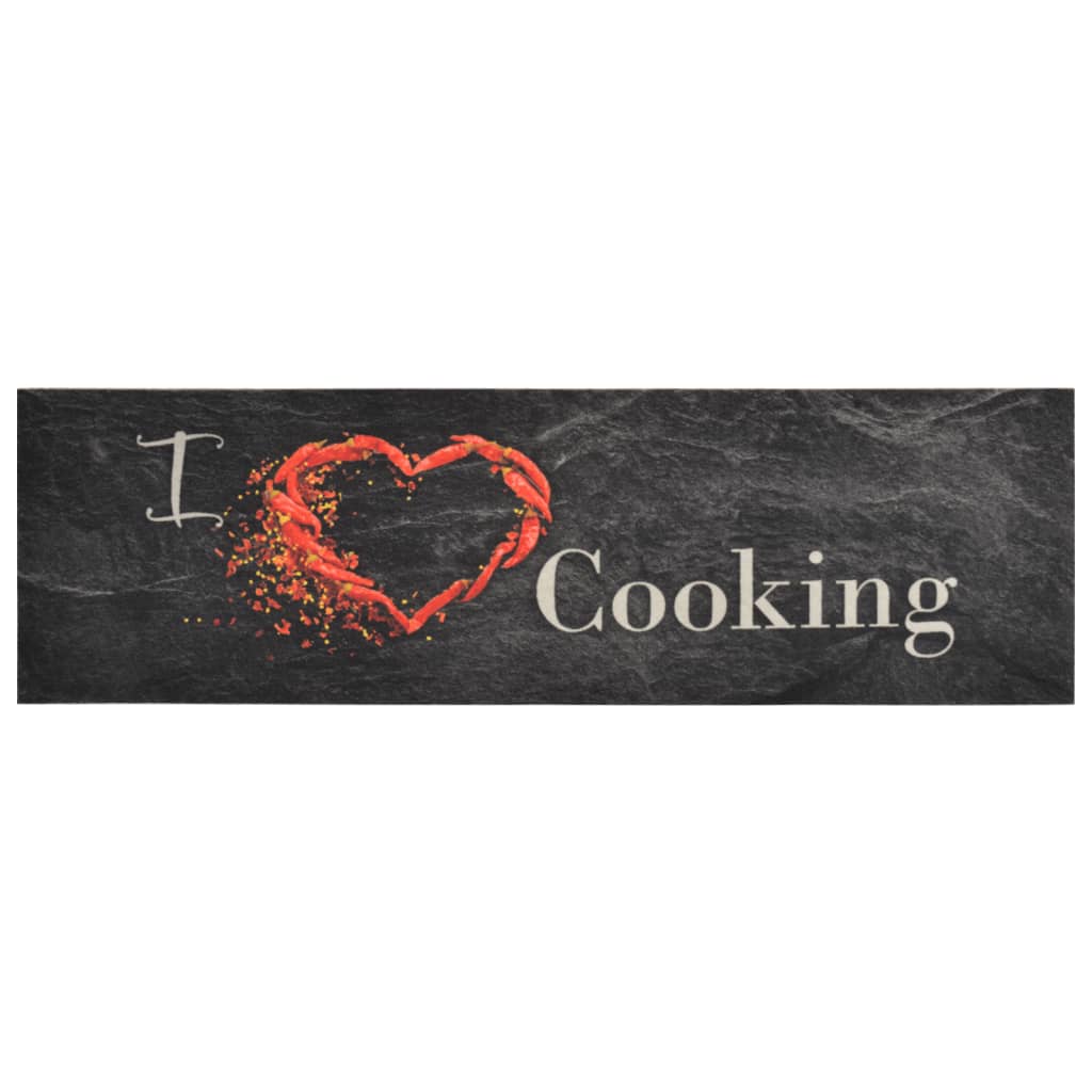 Vidaxl Kitchen mat washable Cooking-print 45x150 cm velvet black