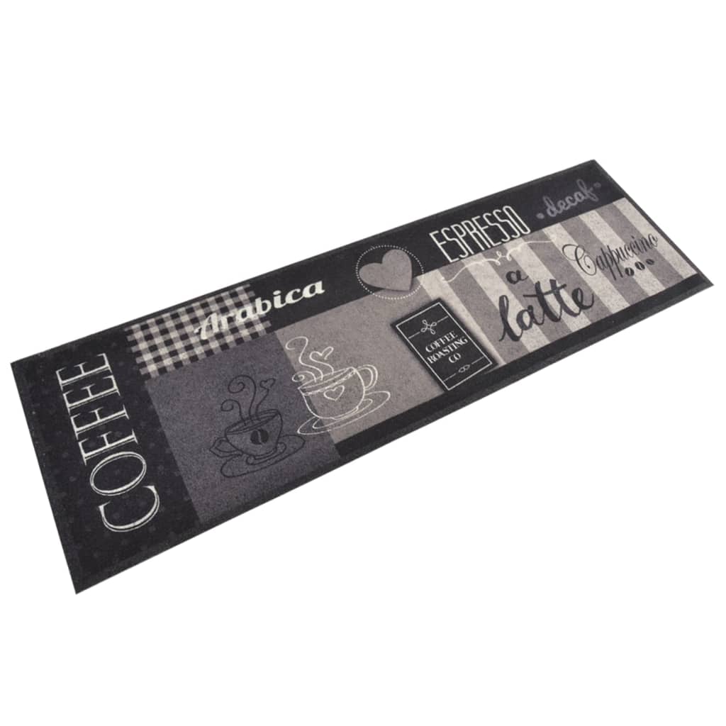 VidaXL Kitchen mat washable coffee print 60x180 cm velvet black