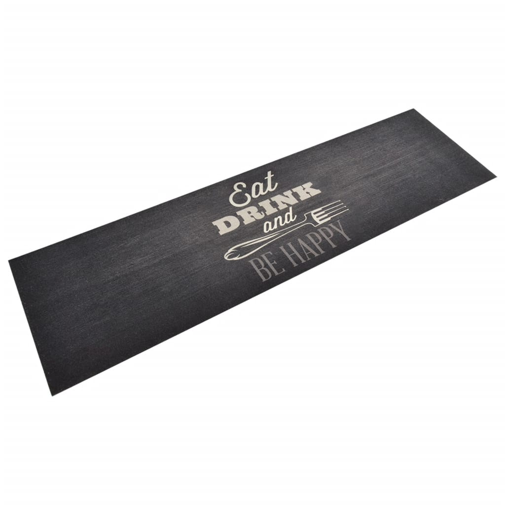 Vidaxl Kitchen Mat Washable Kitchen Print 45x150 cm Velvet Black