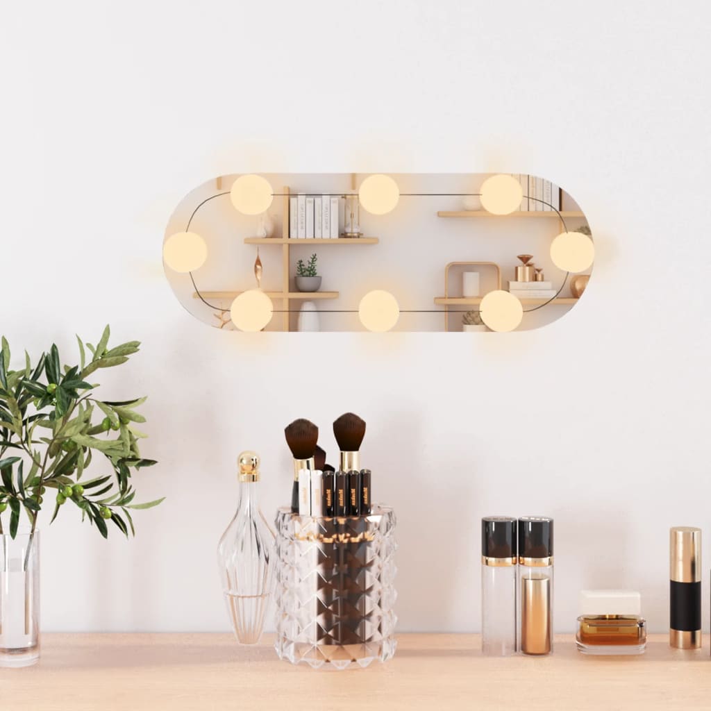 Vidaxl Wall Mirror With LEDs Oval 15x40 cm Glass
