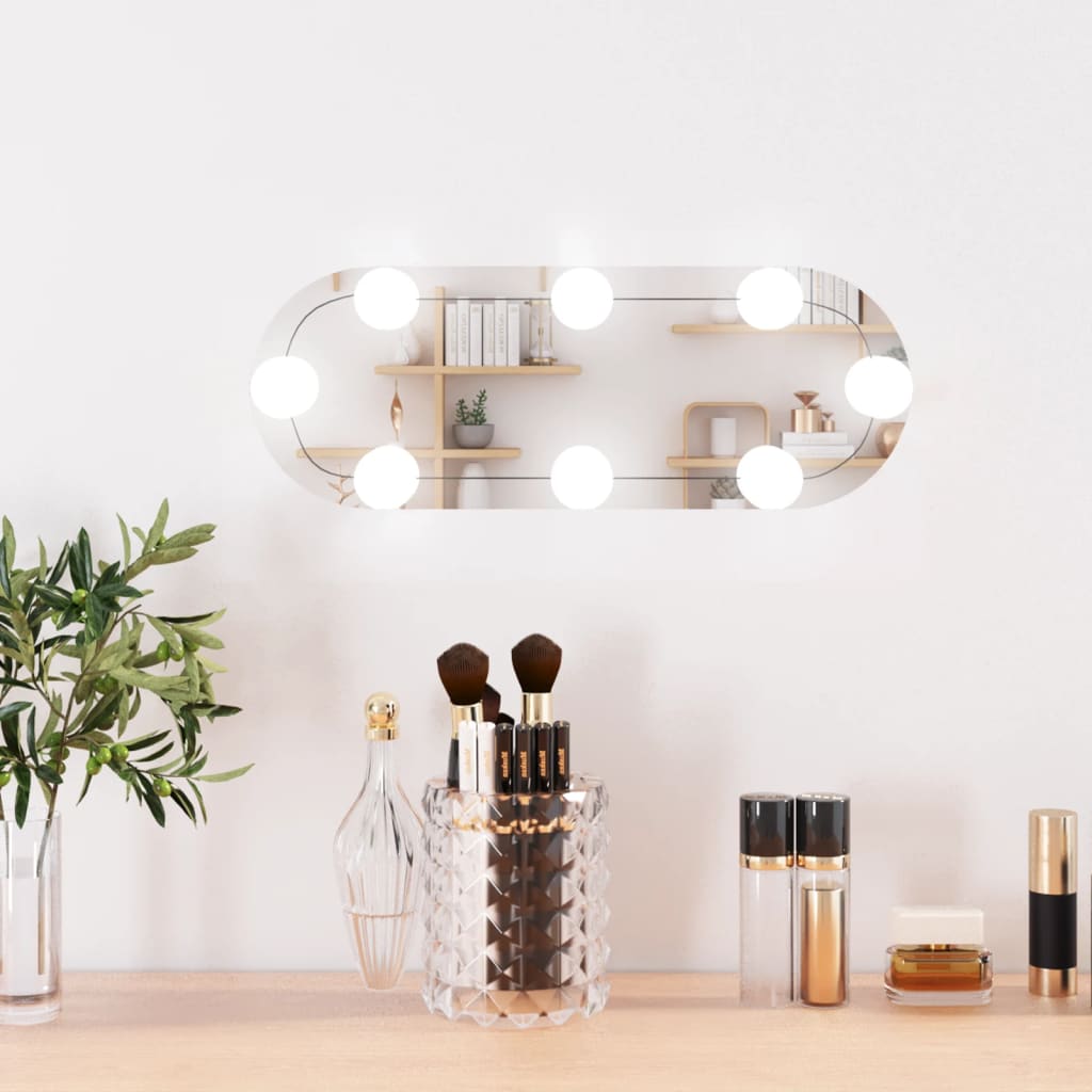 Vidaxl Wall Mirror With LEDs Oval 15x40 cm Glass