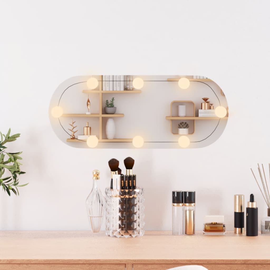 Vidaxl Wall Mirror With LEDs Oval 20x50 cm Glass
