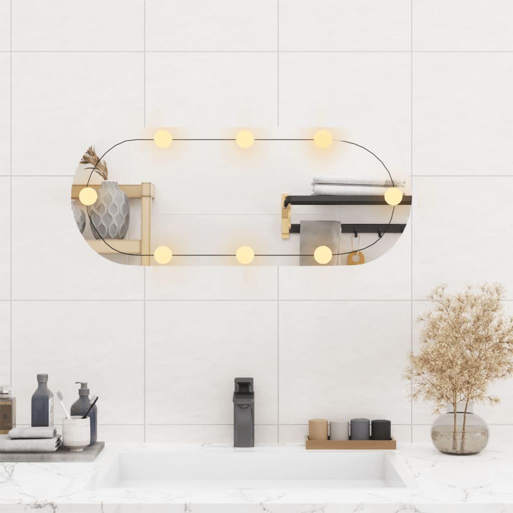 Vidaxl Wall Mirror With LEDs Oval 30x70 cm Glass