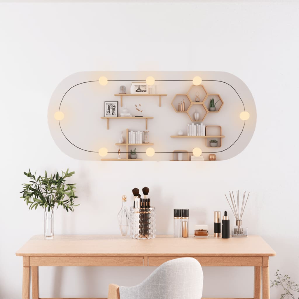 Vidaxl Wall mirror with LEDs Oval 40x90 cm Glass