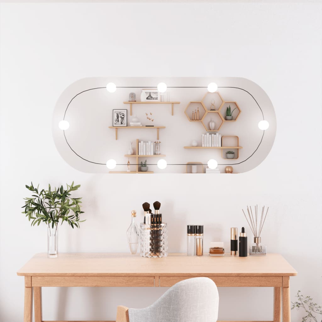 Vidaxl Wall mirror with LEDs Oval 40x90 cm Glass