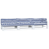 Vidaxl Pallet cushions 7 st fabric striped white and blue