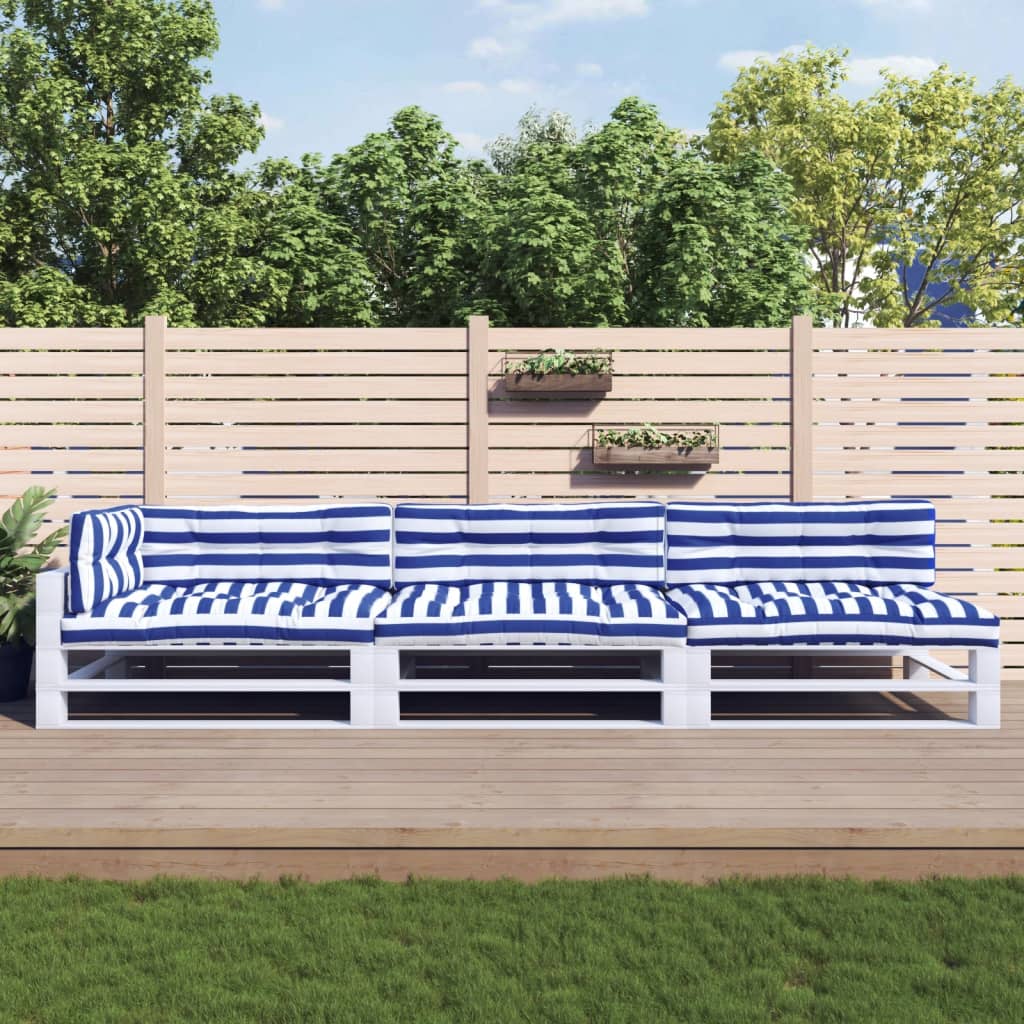 Vidaxl Pallet cushions 7 st fabric striped white and blue