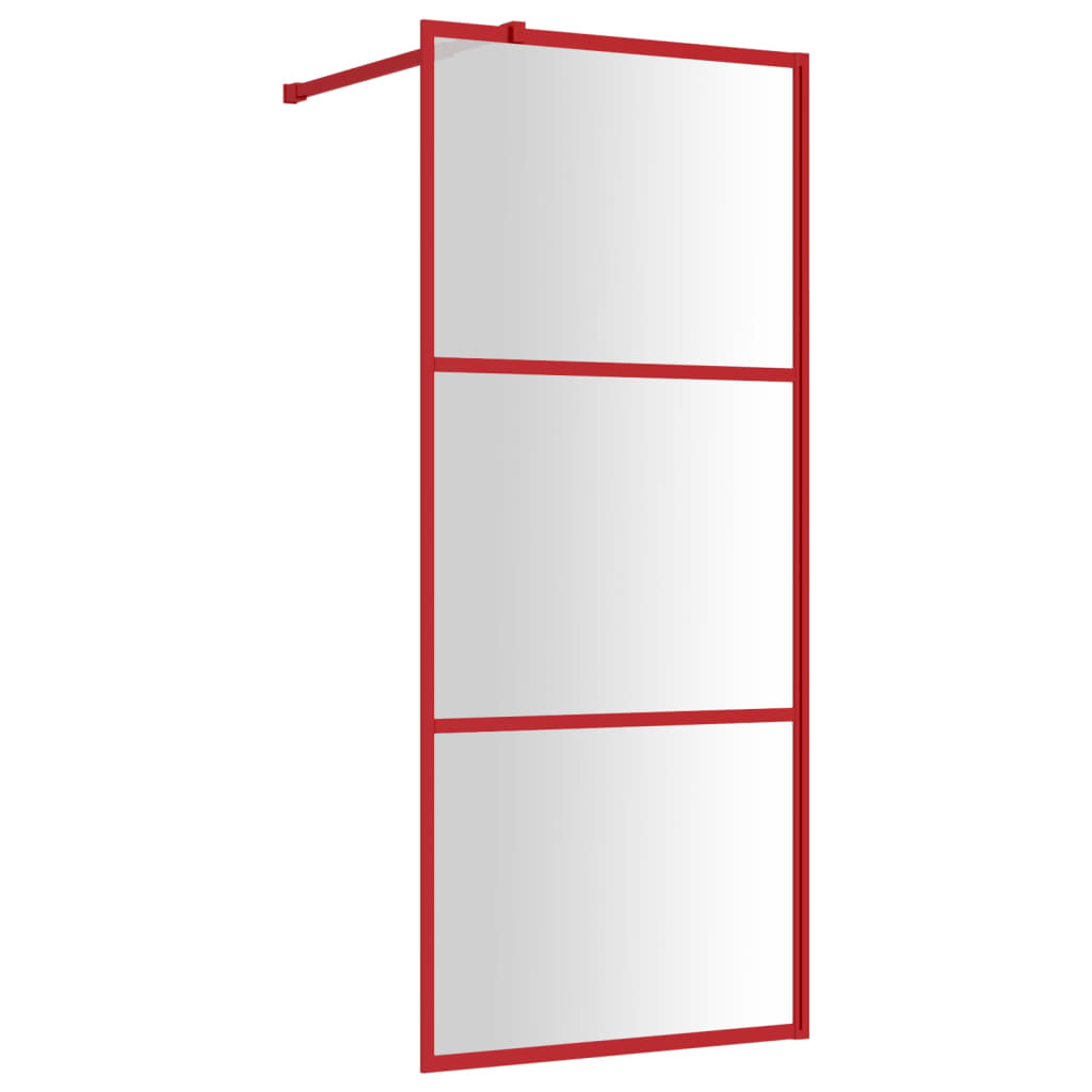 Vidaxl Walk-in Walk-In Wall Transparent 80x195 cm ESG Glass Red