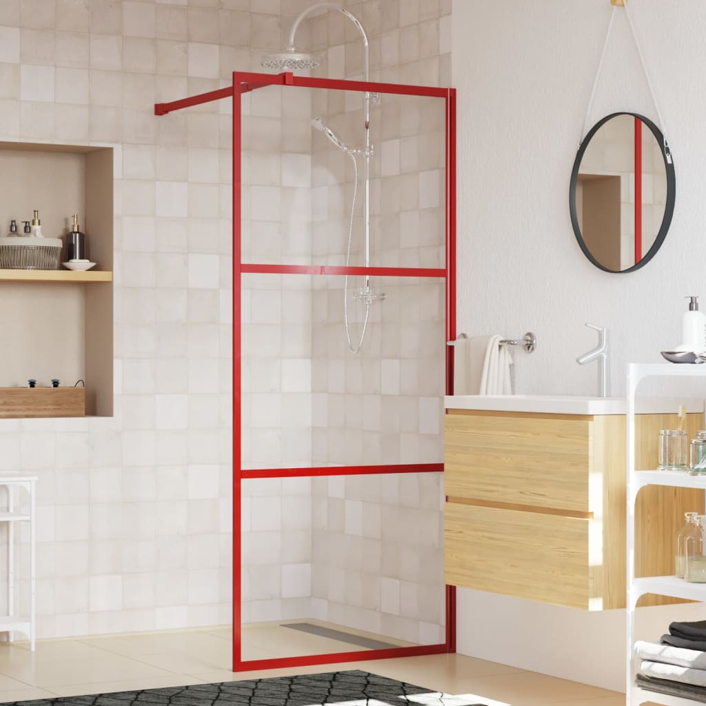 Vidaxl Walk-in Walk-In Wall Transparent 80x195 cm ESG Glass Red