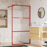 Vidaxl Walk-in shower wall Transparent 100x195 cm ESG glass red