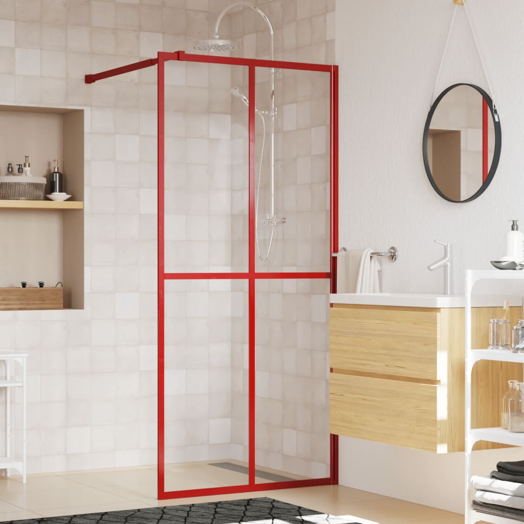 Vidaxl walk-in walk-in muro trasparente 100x195 cm vetro rosso
