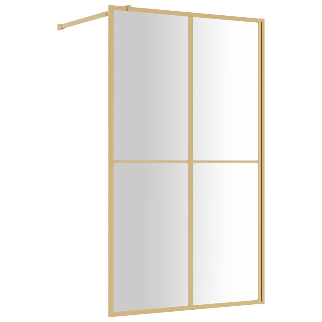 VidaXL Walk-in shower wall Transparent 118x195 cm ESG-GLAS Gold colored