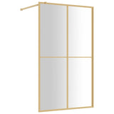 VidaXL Walk-in shower wall Transparent 118x195 cm ESG-GLAS Gold colored