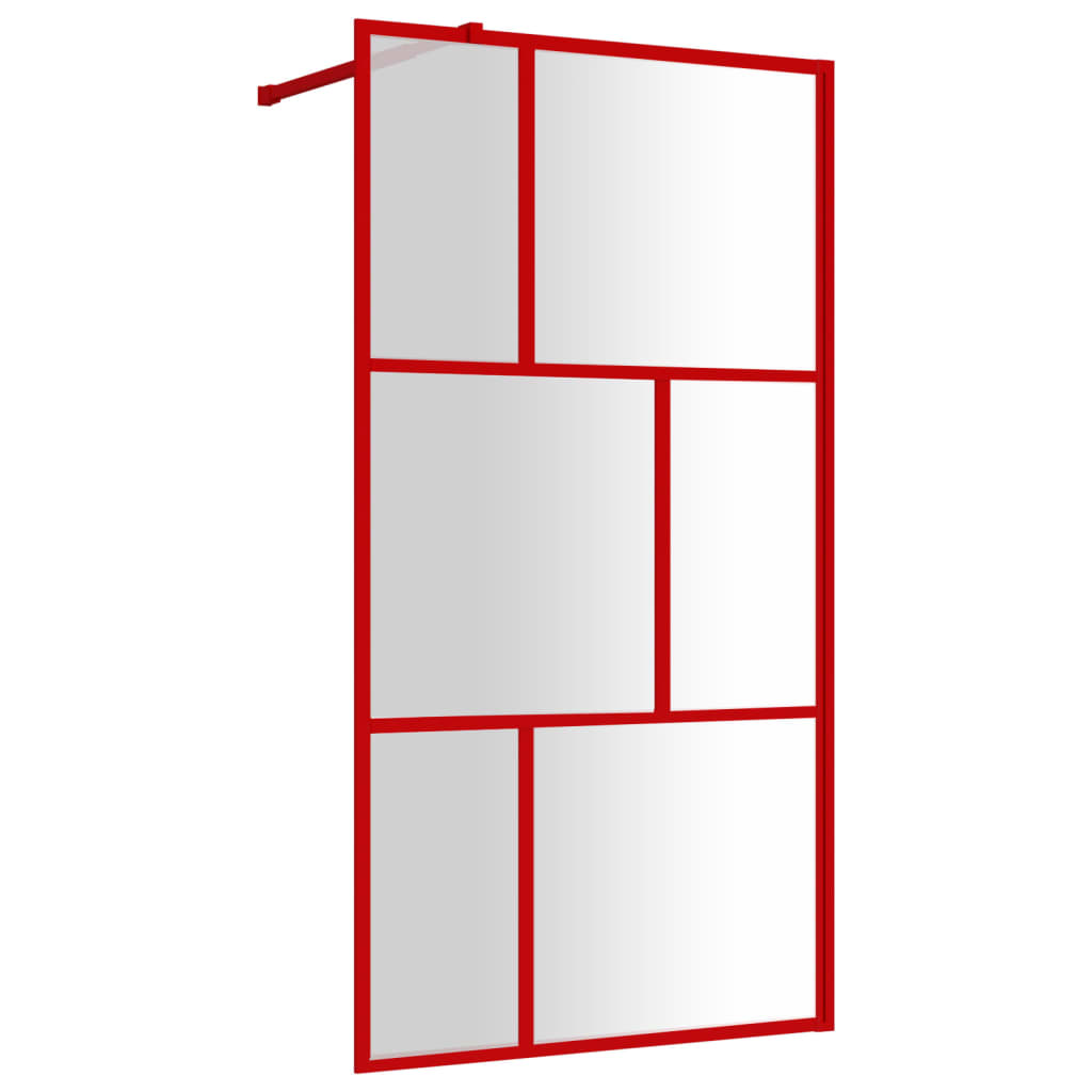Vidaxl walk-in walk-in muro trasparente 115x195 cm di vetro ESG rosso