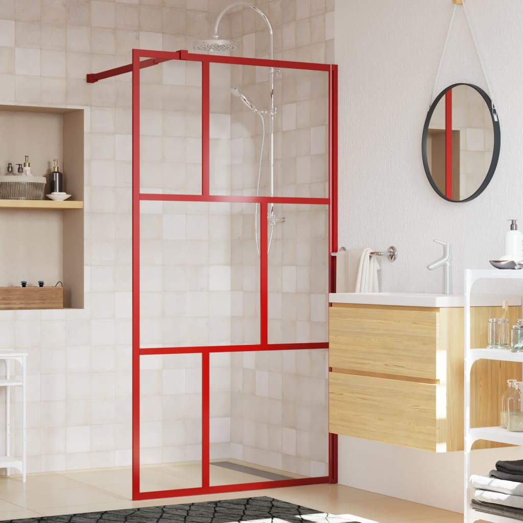 Vidaxl walk-in walk-in muro trasparente 115x195 cm di vetro ESG rosso