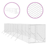 VidaXL dog kennel for outside 2x14x2 m galvanized steel silver