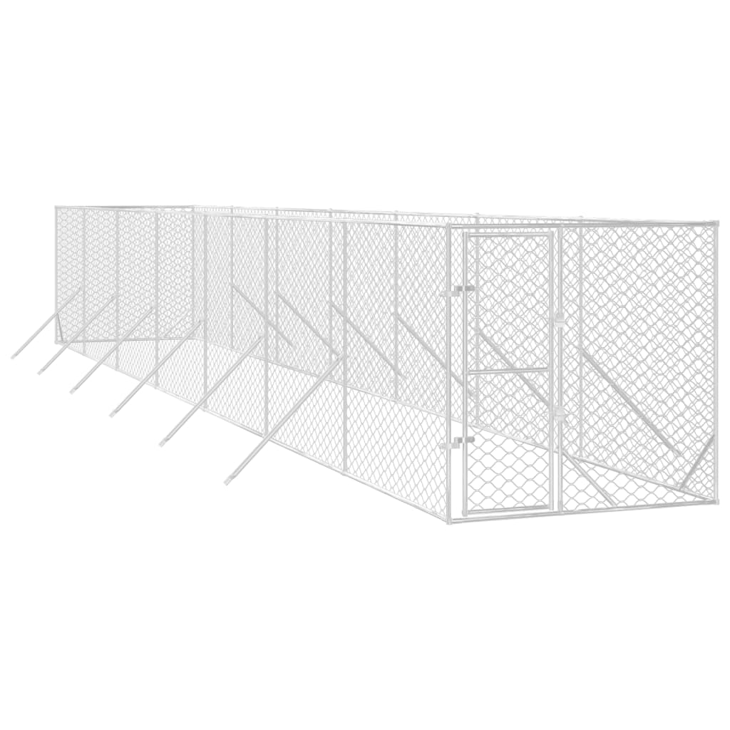VidaXL dog kennel for outside 2x14x2 m galvanized steel silver