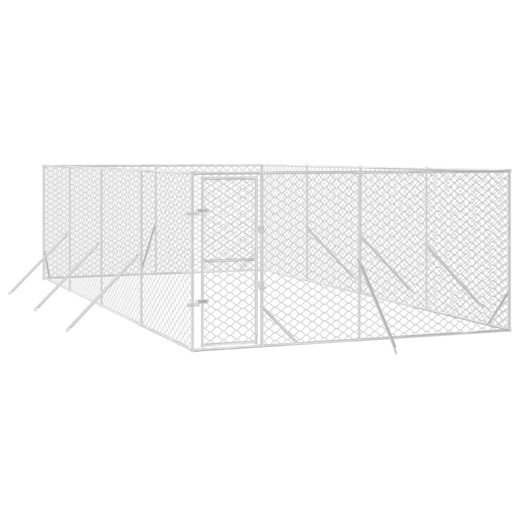 Vidaxl Dog Kennel per l'argento in acciaio zincato 4x8x2 esterno