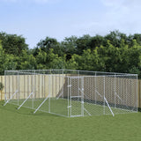 Vidaxl Dog Kennel per l'argento in acciaio zincato 4x8x2 esterno