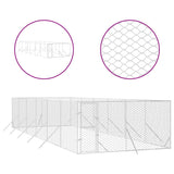 Vidaxl Dog Kennel per l'argento in acciaio zincato 4x12x2 esterno