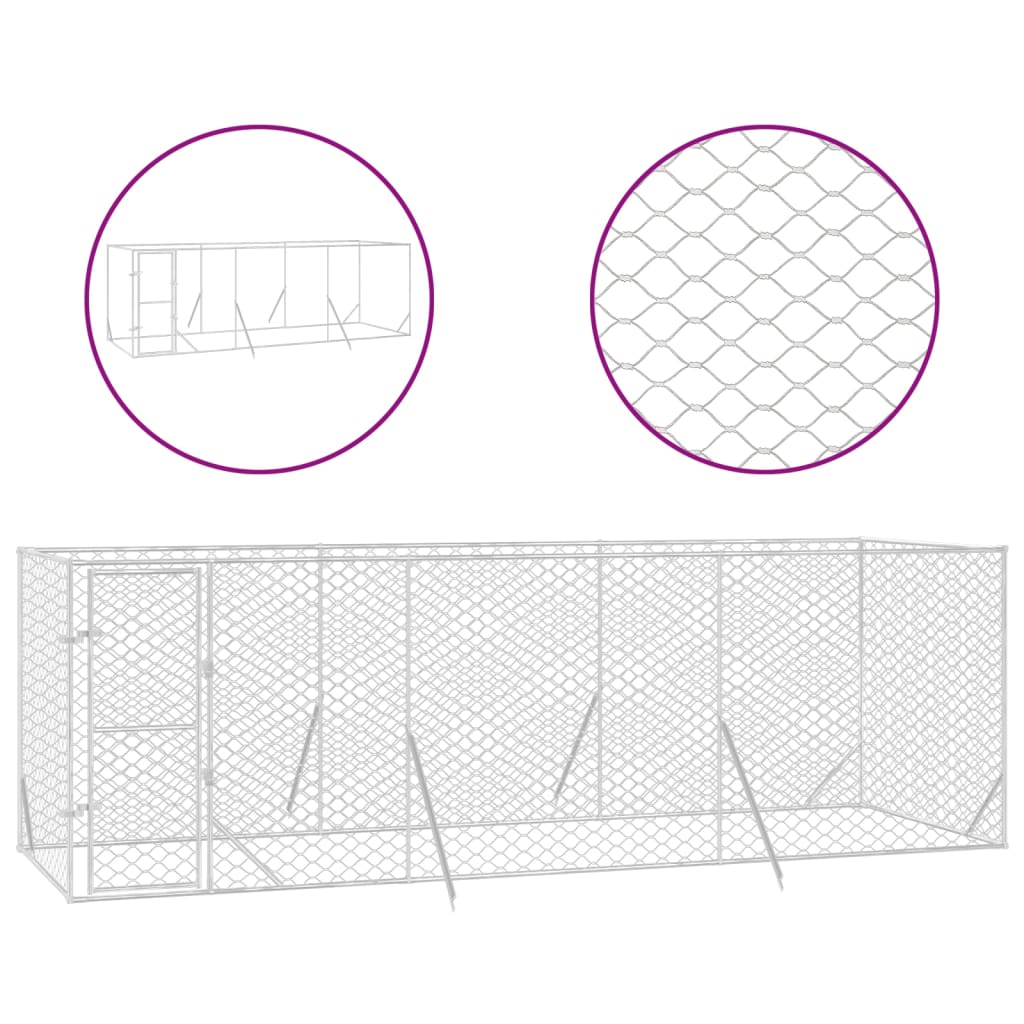 Vidaxl Dog Kennel For Outside 6x2x2 M Galvanized Steel Silver