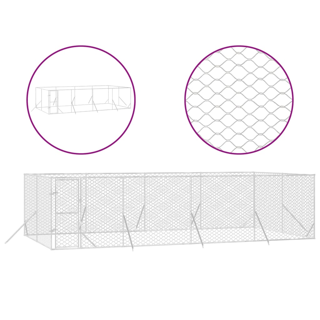 VidaXL dog kennel for outside 8x4x2 m galvanized steel silver