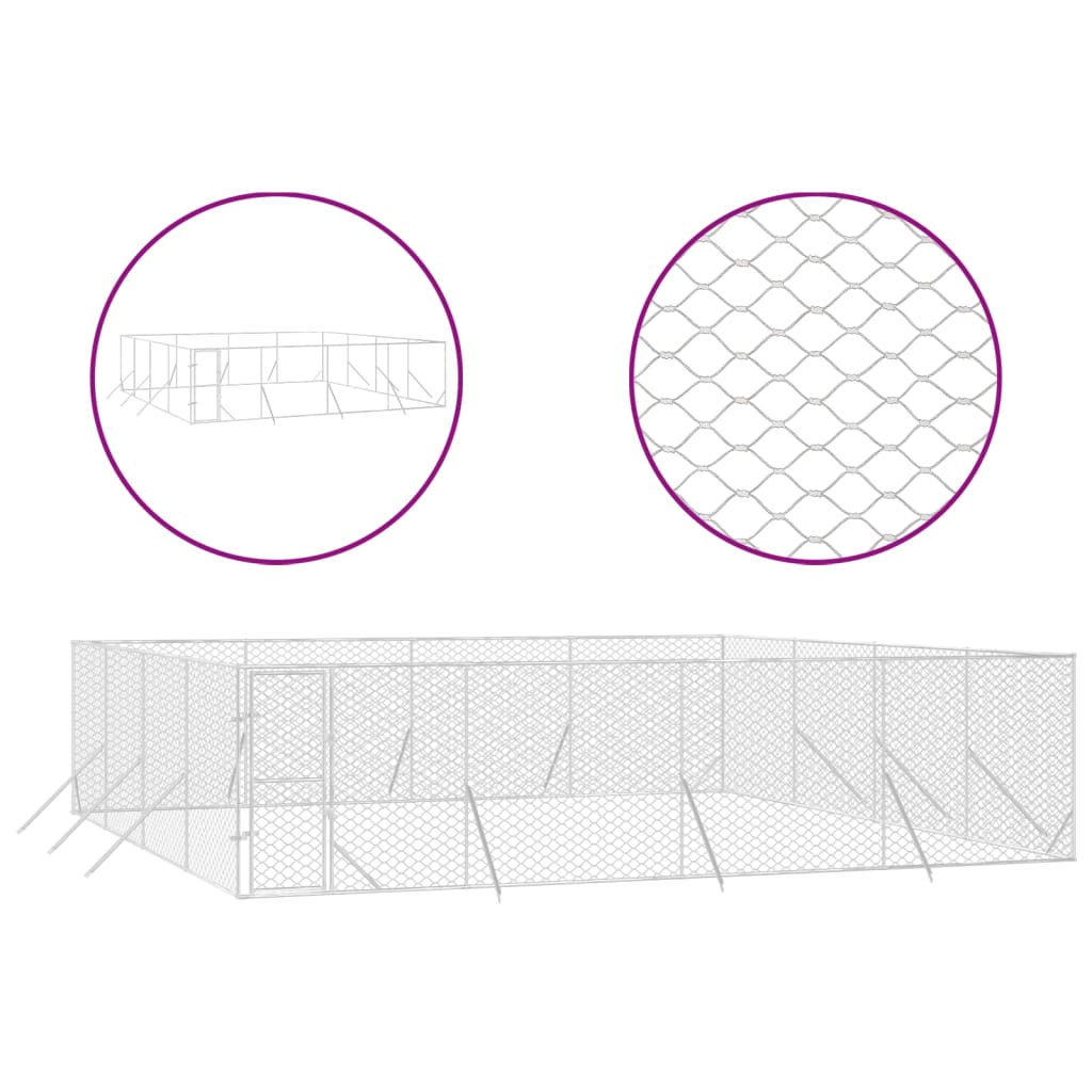Vidaxl Dog Kennel For Outside 8x8x2 M Galvanized Steel Silver