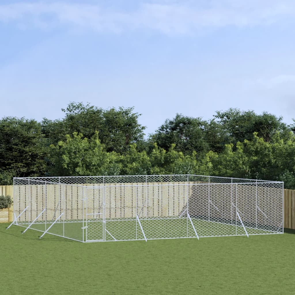 Vidaxl Dog Kennel For Outside 8x8x2 M Galvanized Steel Silver