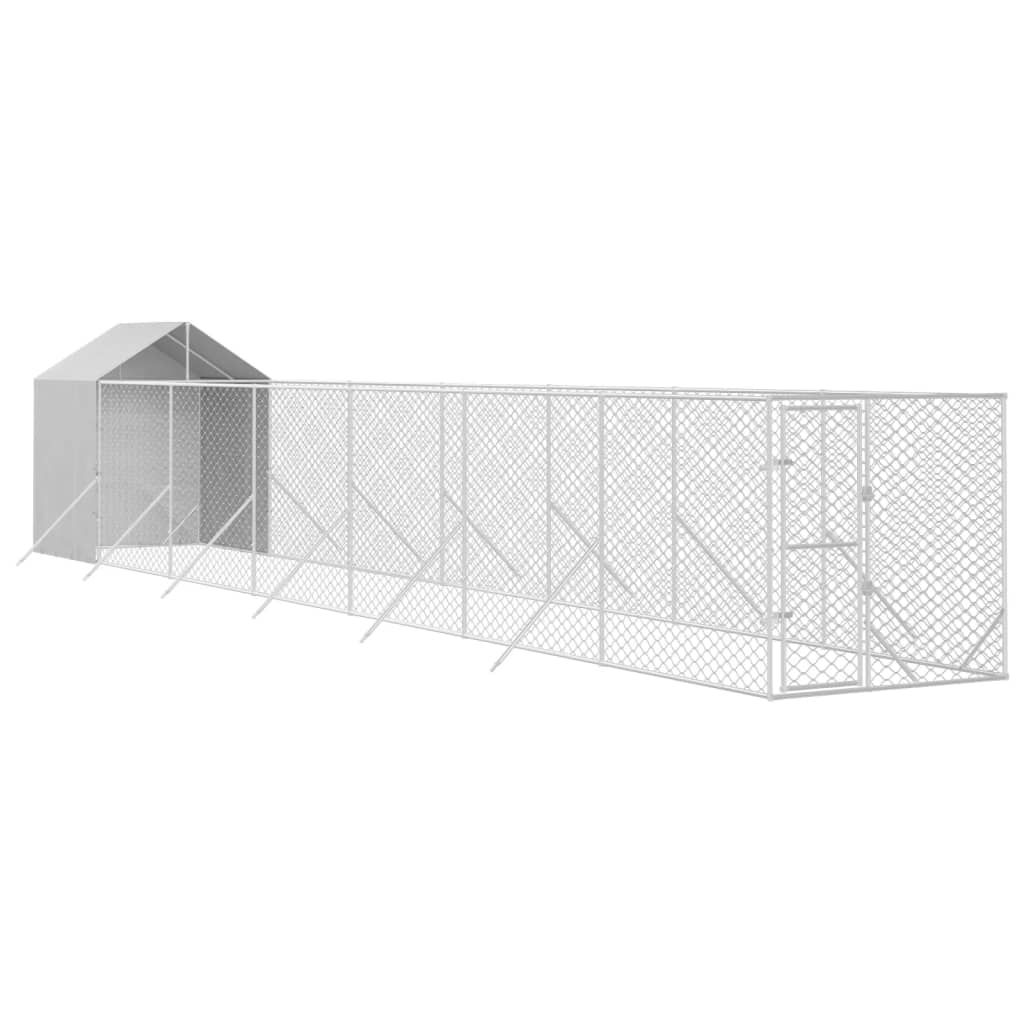 VidaXL dog kennel with roof 2x14x2.5 m galvanized steel silver