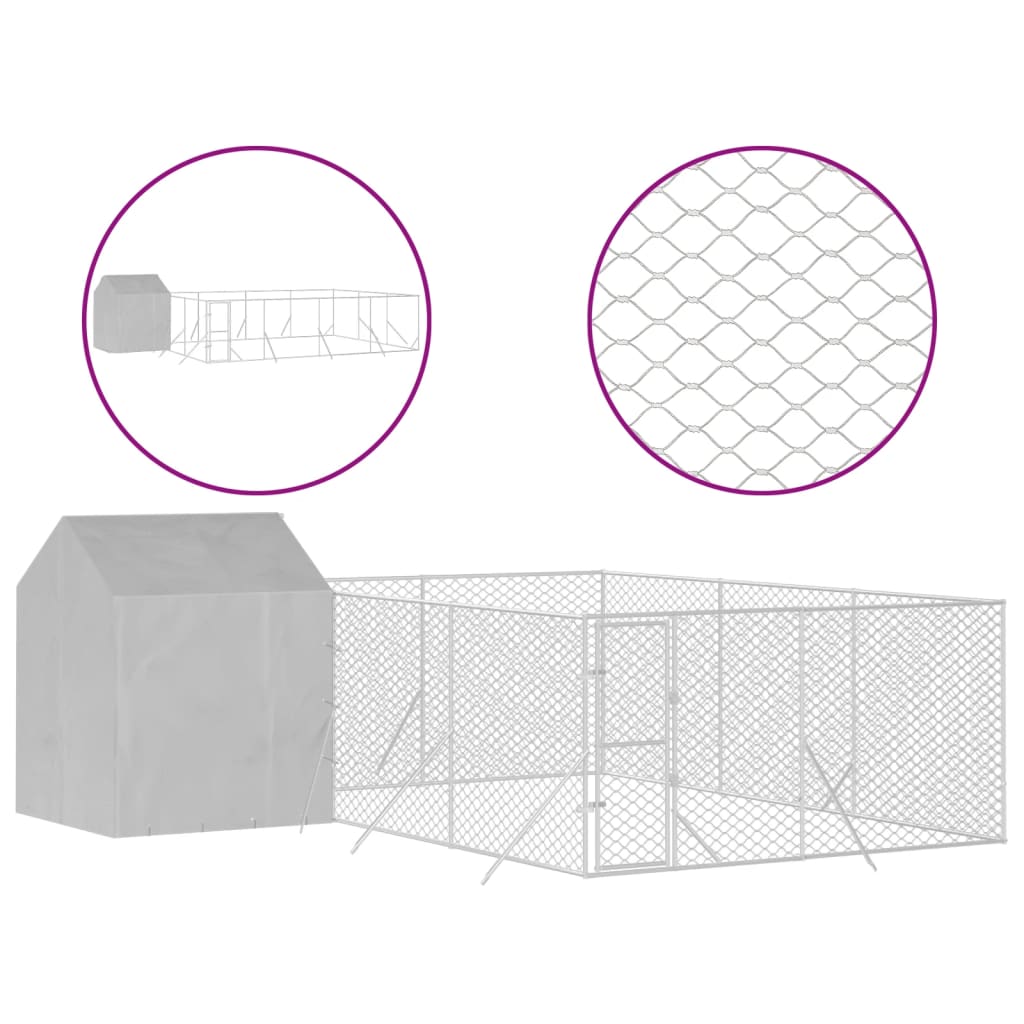 Vidaxl Dog Kennel with roof 6x6x2.5 m Galvanized steel silver