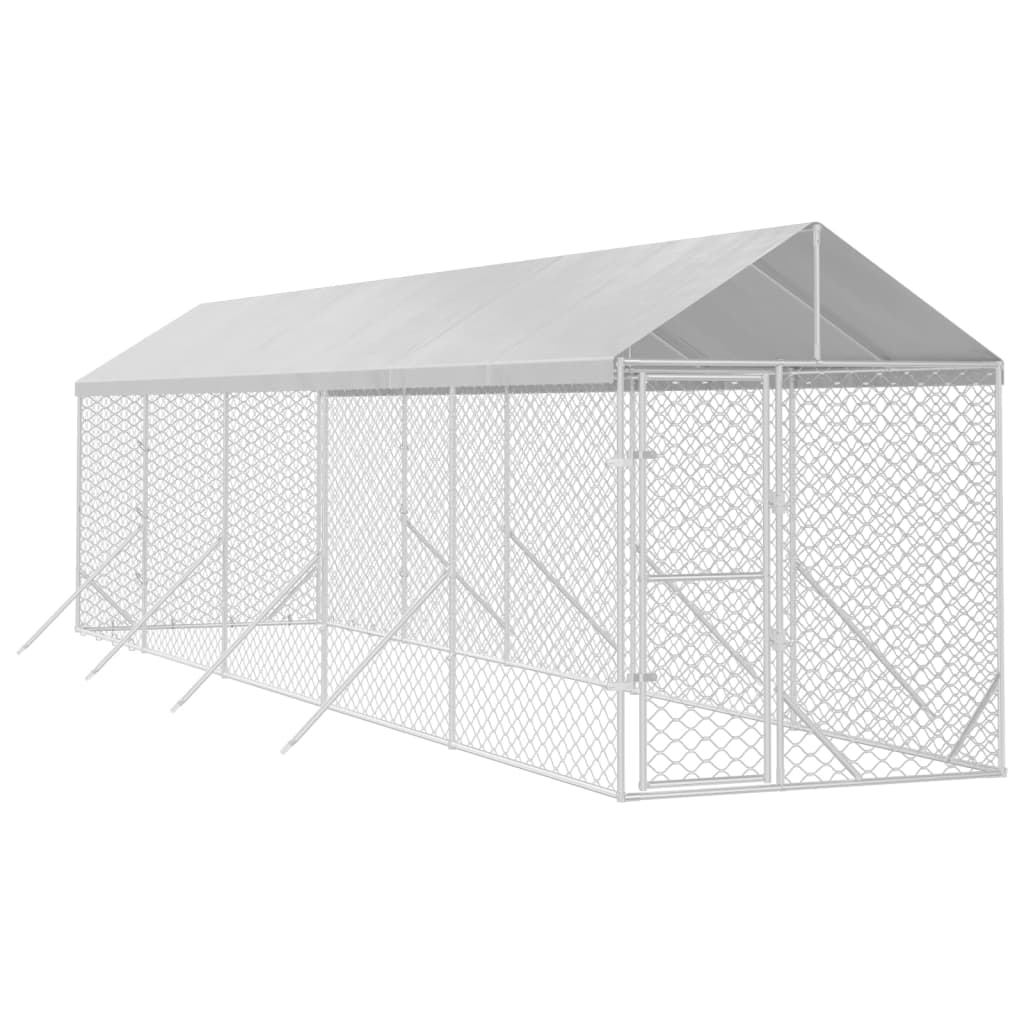 Vidaxl Dog Kennel con tetto 2x10x2,5 m in acciaio zincato