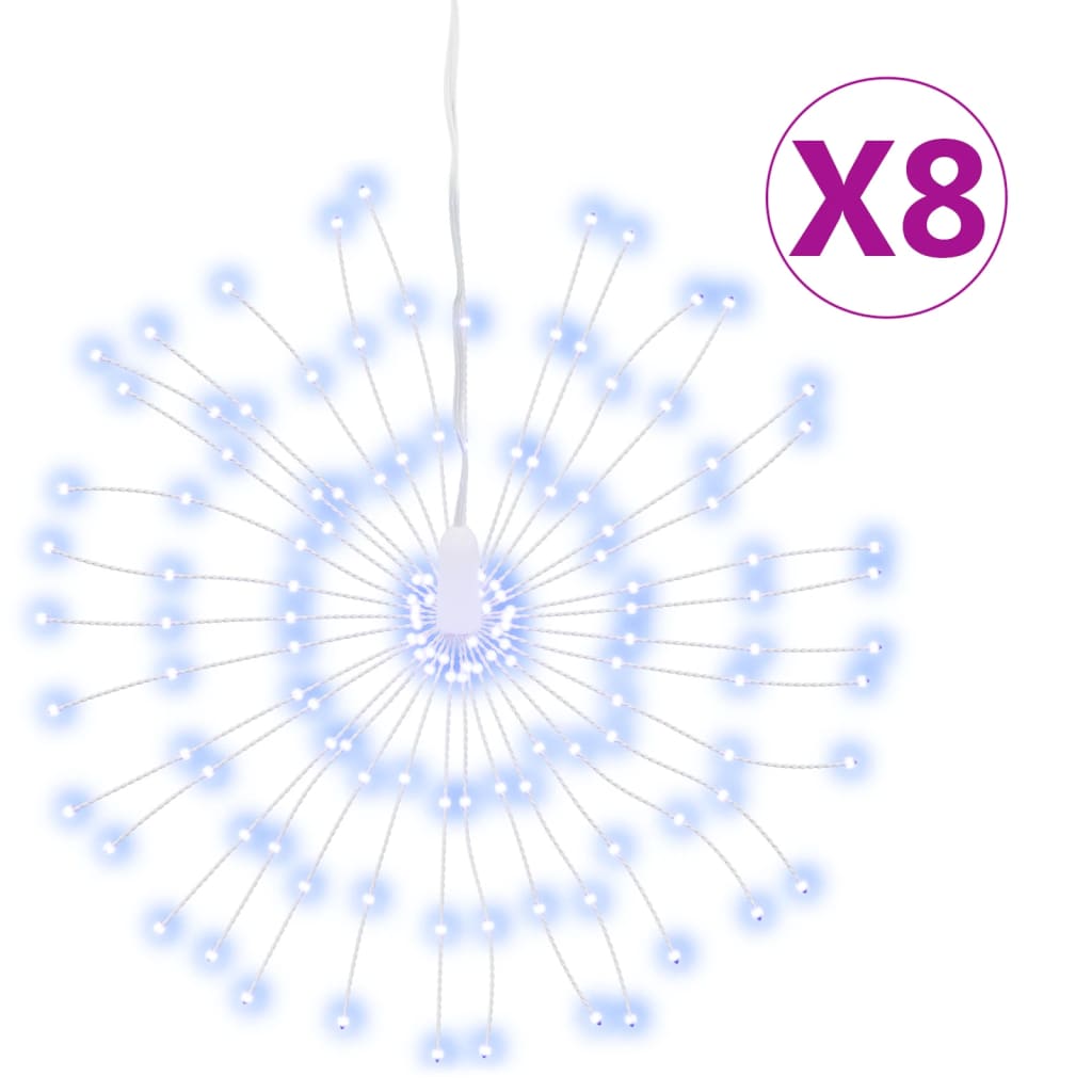 VidaXL Kerstverlichting vuurwerk 8 st 140 koudwitte LED's 17 cm
