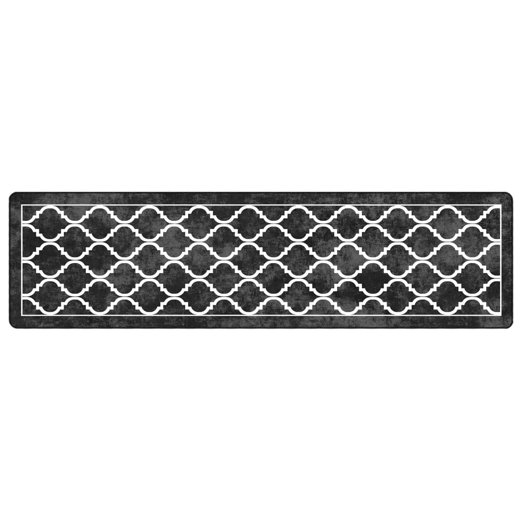 Vidaxl rug washable anti-slip 80x300 cm black and white