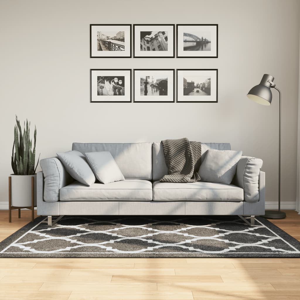 Vidaxl rug washable anti-slip 120x180 cm black and white
