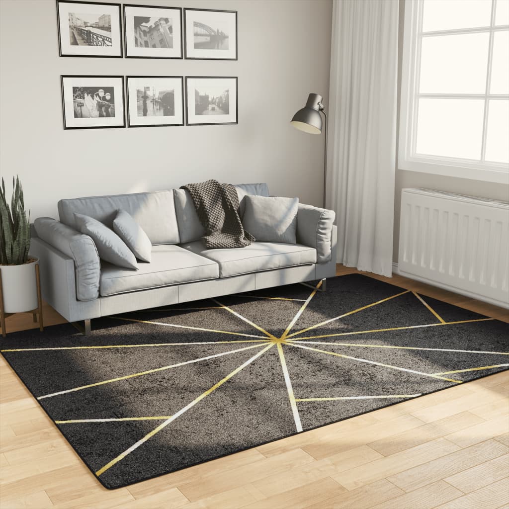 Vidaxl rug washable anti-slip 160x230 cm black and gold colored