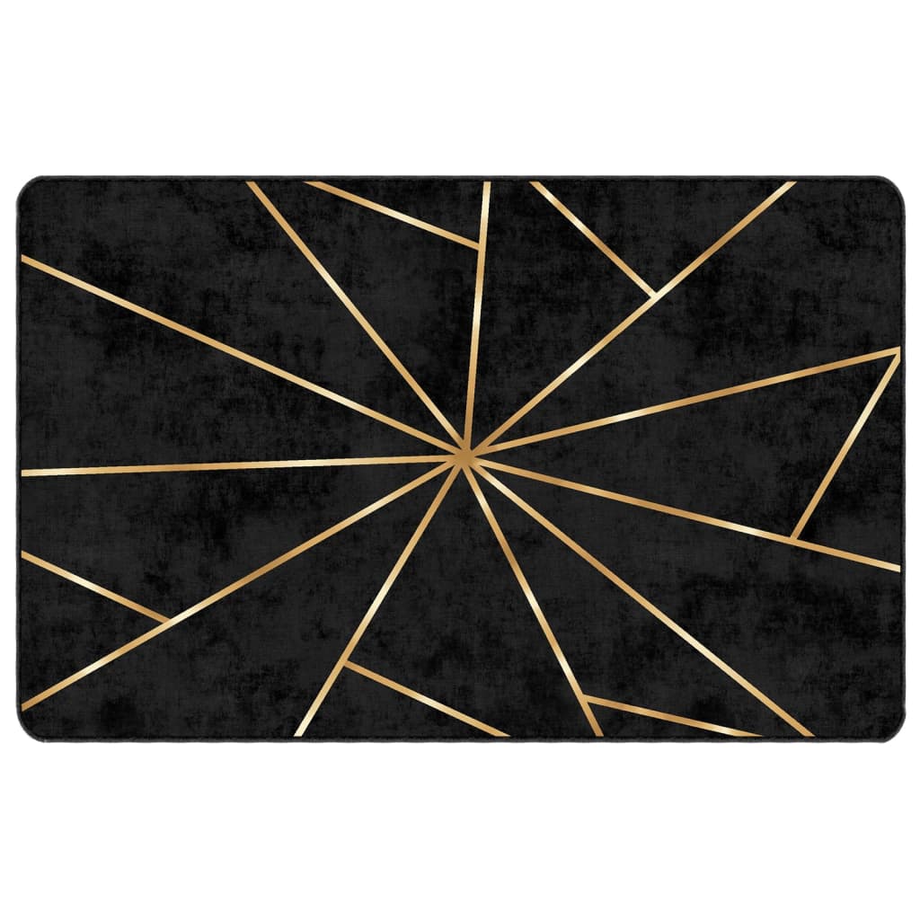 Vidaxl rug washable anti-slip 190x300 cm black and gold colored